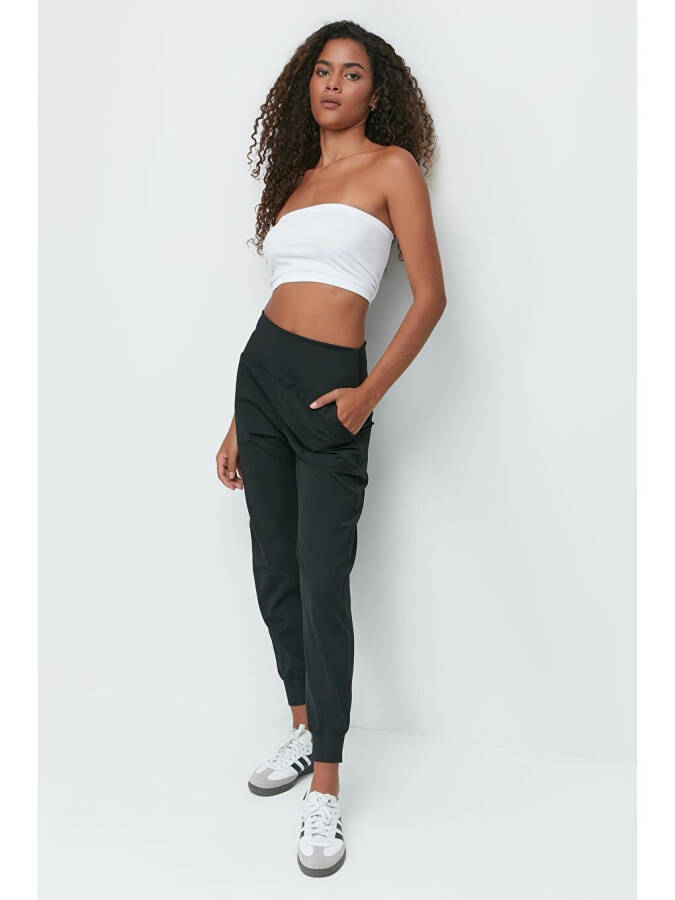 High Waist Cuffed Jogger Sweatpants 811 Black - 3