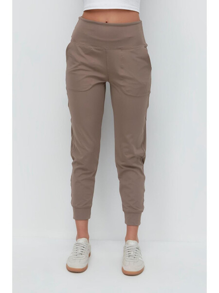 High Waist Cuffed Jogger Sweatpants 811 Brown - 9