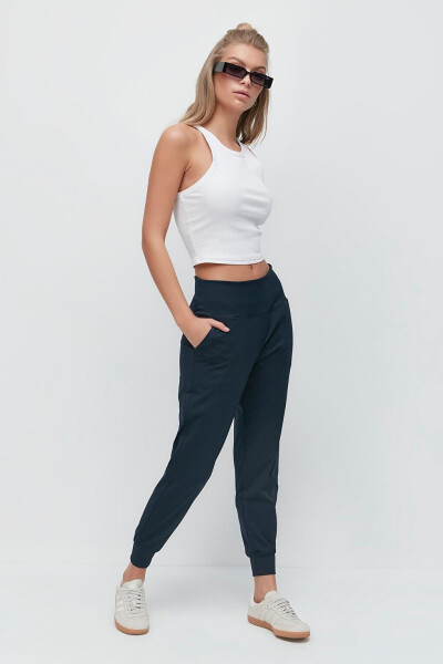 High Waist Cuffed Jogger Sweatpants 811 Charcoal - 16