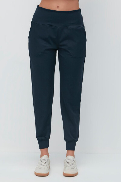 High Waist Cuffed Jogger Sweatpants 811 Charcoal - 21