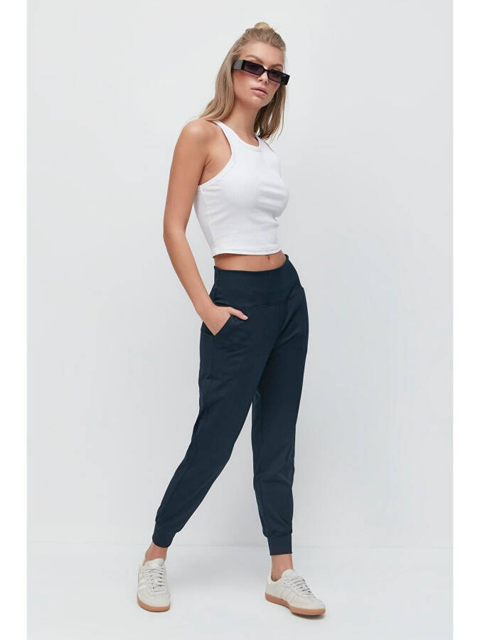 High Waist Cuffed Jogger Sweatpants 811 Charcoal - 9