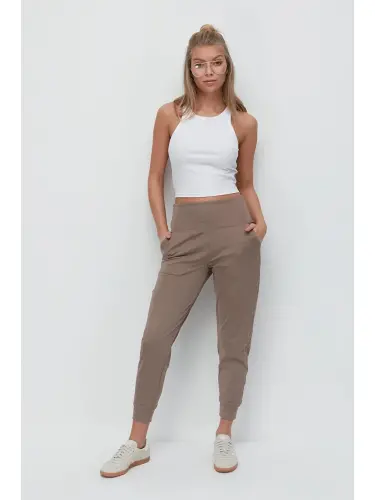 High Waist Cuffed Leg Jogger Sweatpants 811 Brown-Brown - 3
