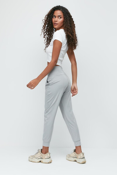 High Waist Cuffed Leg Jogger Sweatpants 811 Grey - 14