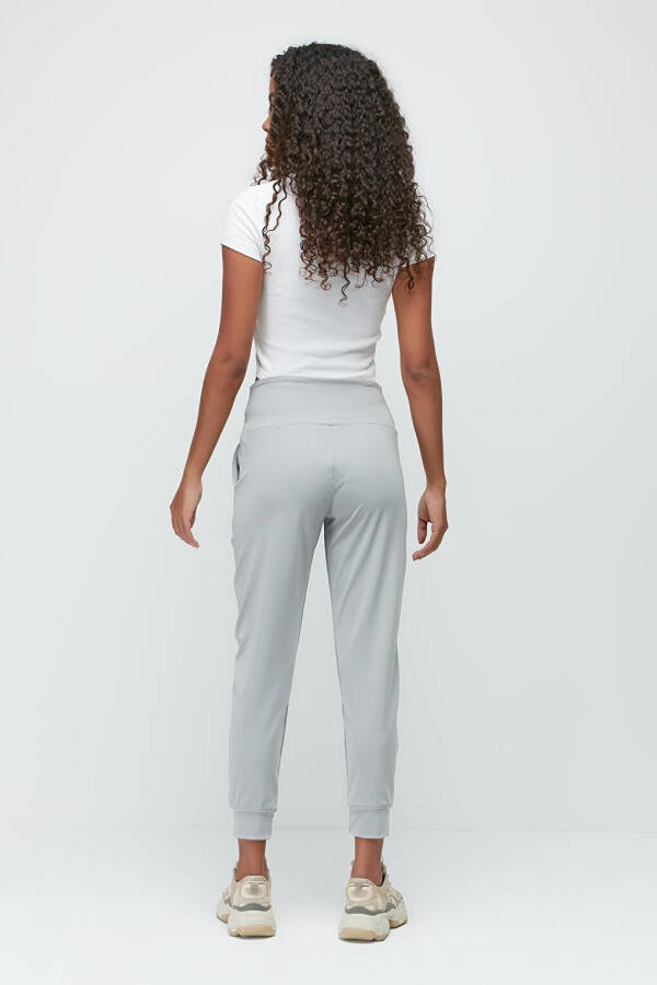 High Waist Cuffed Leg Jogger Sweatpants 811 Grey - 16