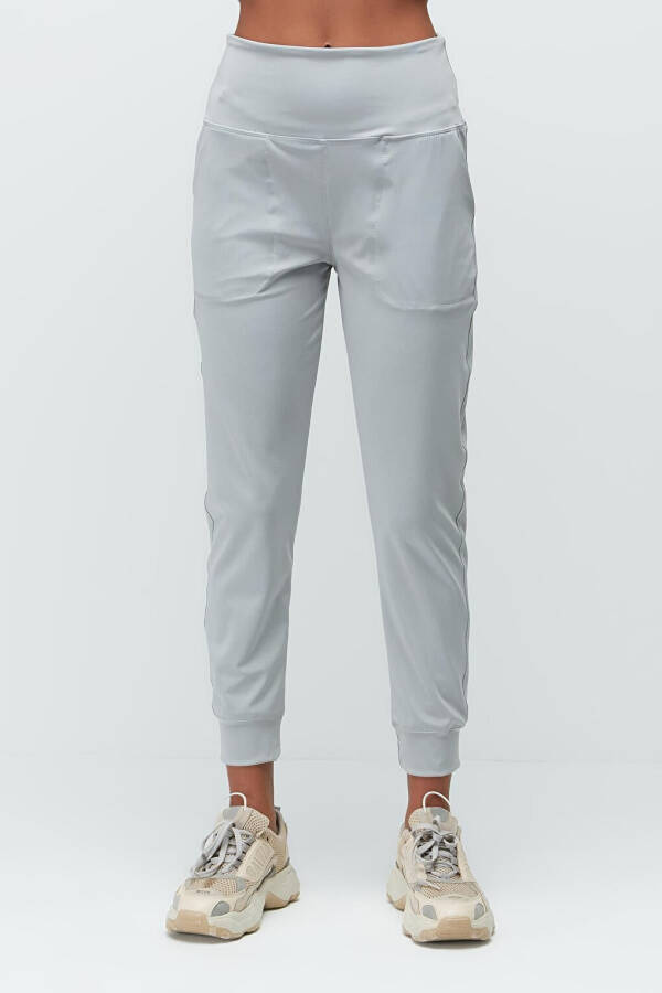 High Waist Cuffed Leg Jogger Sweatpants 811 Grey - 18