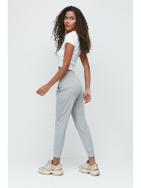 High Waist Cuffed Leg Jogger Sweatpants 811 Grey - 8