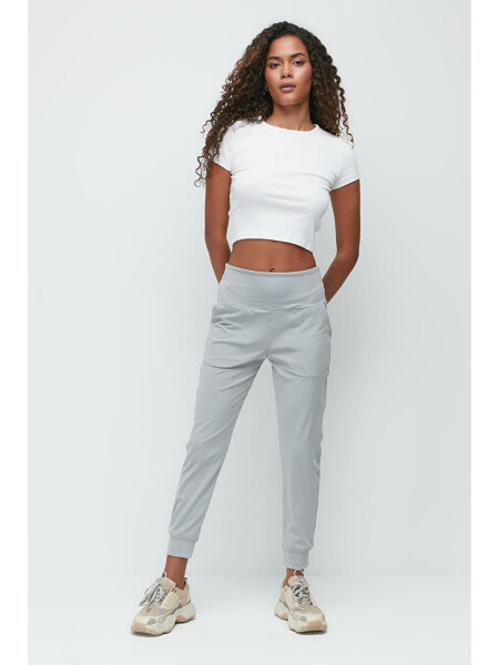 High Waist Cuffed Leg Jogger Sweatpants 811 Grey - 9