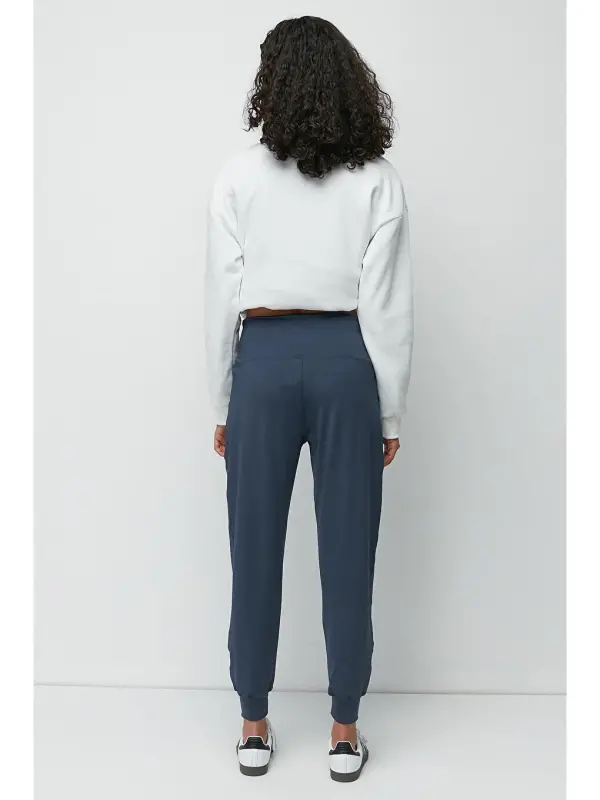 High Waist Cuffed Leg Jogger Sweatpants 811 Indigo-Indigo - LC WAIKIKI