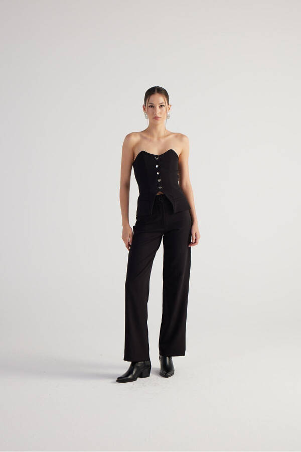 High Waist Double Fabric Nia Pants Black - 1