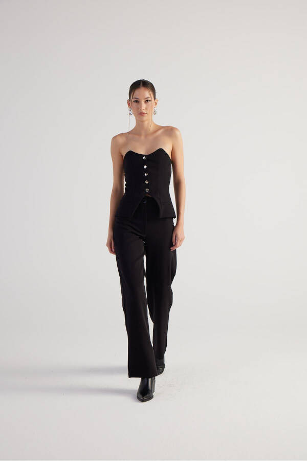High Waist Double Fabric Nia Pants Black - 3