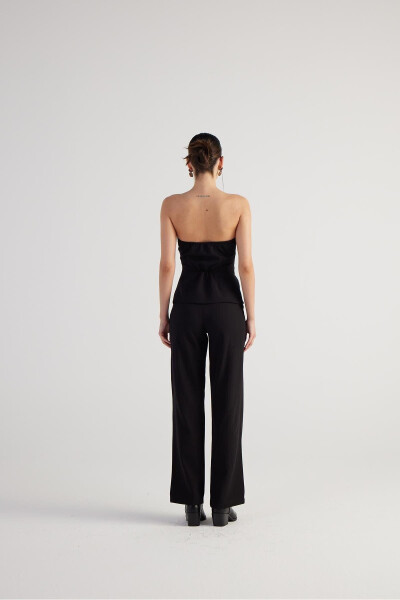 High Waist Double Fabric Nia Pants Black - 4