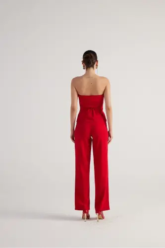 High Waist Double Fabric Nia Pants Red - 6