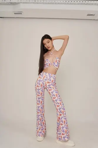 High Waist Flared Stretch Ricca Pants - 1