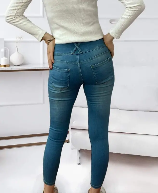 High Waist Lycra Jean Trousers 90 Cm - 4