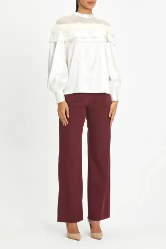High Waist Maroon Classic Pants 39808 - 1