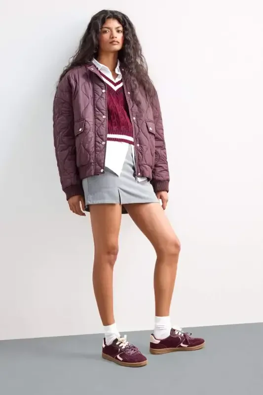 High Waist Mini Skirt-Gray - 5