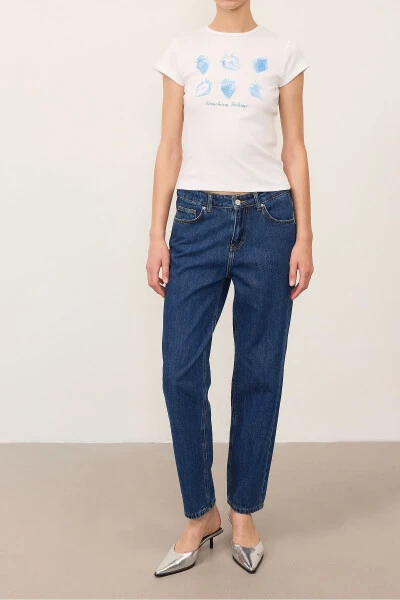 High Waist Mom Jean Pants Pn5862-1-pns - ADDAX