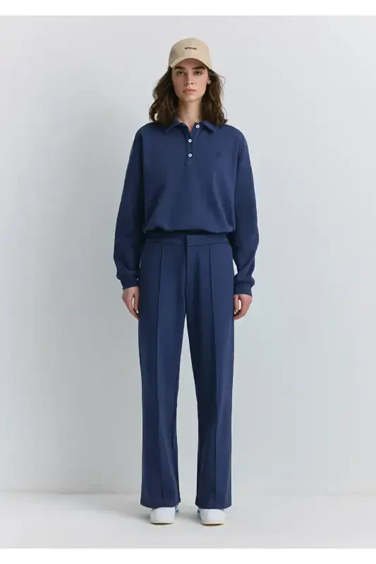 High Waist Navy Blue Pants 1011062-82318-Navy - 3