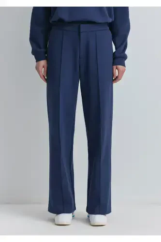 High Waist Navy Blue Pants 1011062-82318-Navy - 4