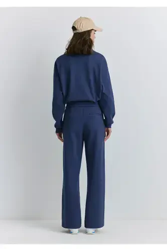 High Waist Navy Blue Pants 1011062-82318-Navy - 5