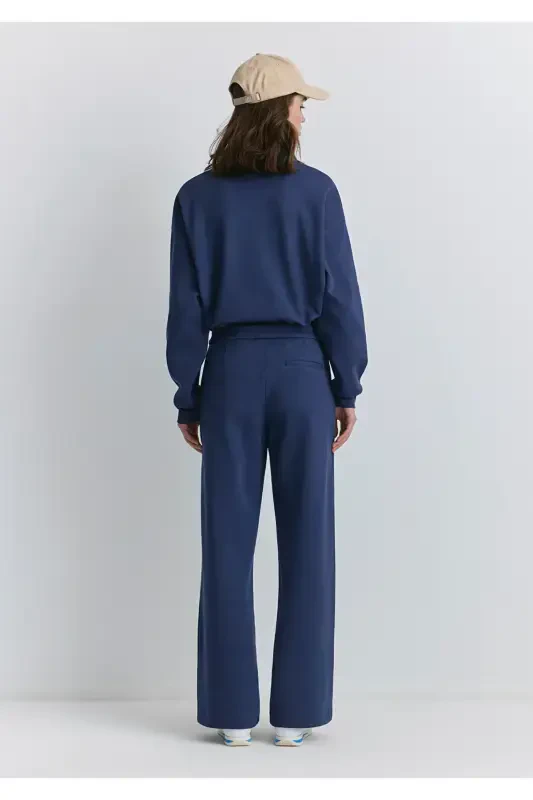 High Waist Navy Blue Pants 1011062-82318-Navy - 5