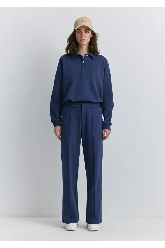 High Waist Navy Blue Pants 1011062-82318-Navy - 3