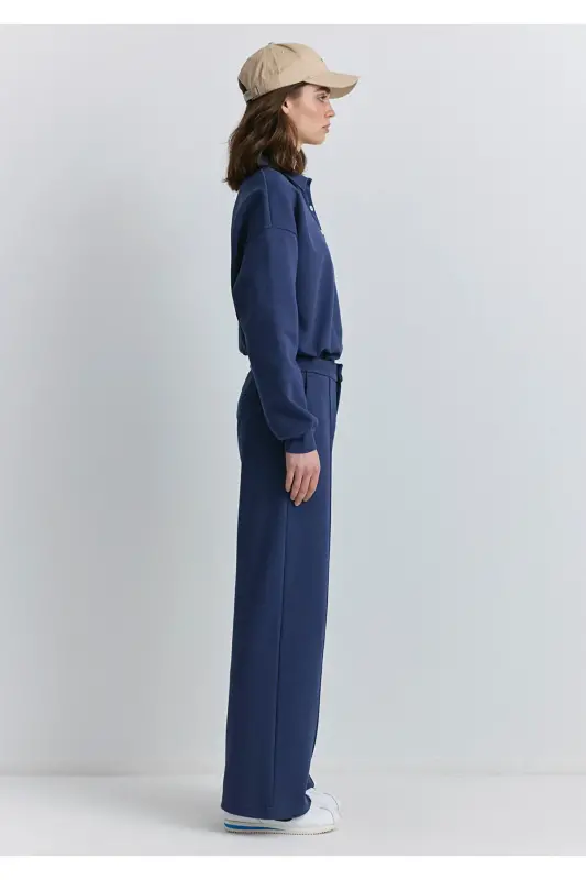 High Waist Navy Blue Pants 1011062-82318-Navy - 6
