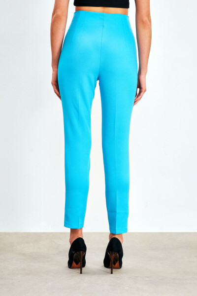 High Waist Pleated Trousers - BABY BLUE - 7