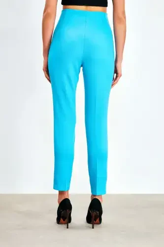 High Waist Pleated Trousers - BABY BLUE - 7