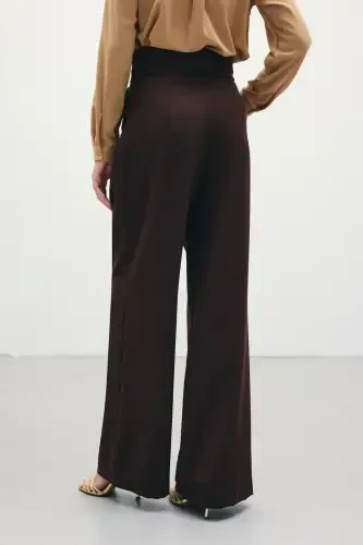 High-Waist Pocket Trousers - BROWN - 5