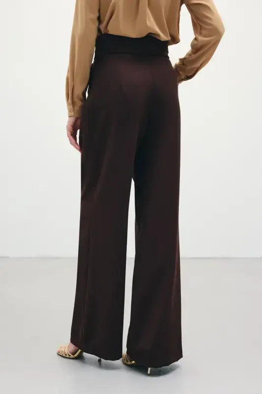 High-Waist Pocket Trousers - BROWN - 5