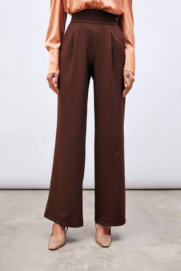 High-Waist Pocket Trousers - BROWN - 10