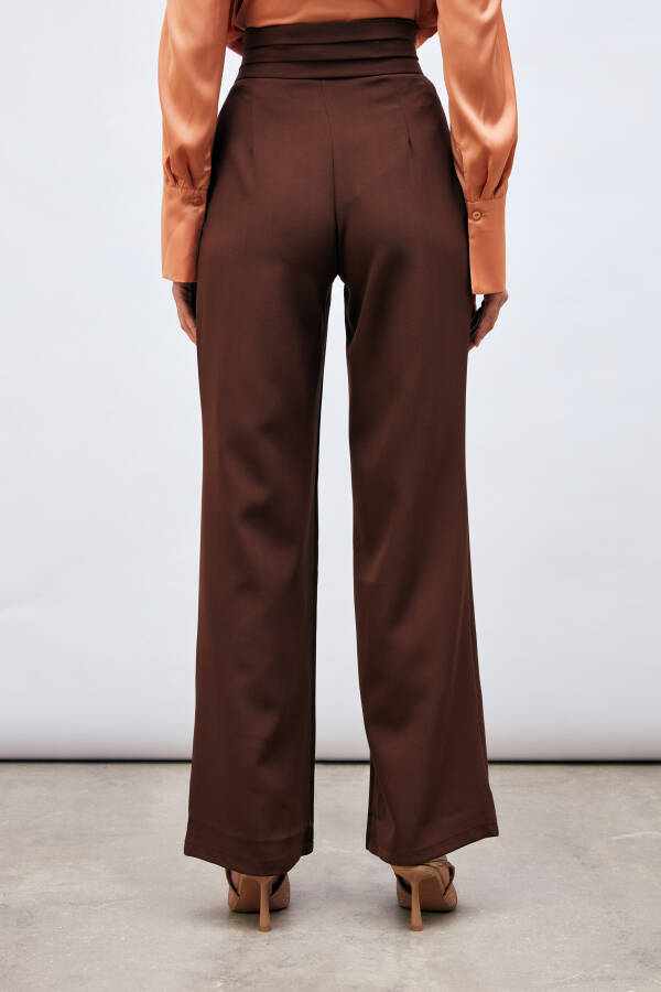 High-Waist Pocket Trousers - BROWN - 11