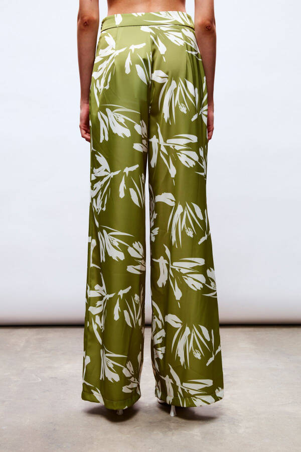 High Waist Satin Pants - OLIVE GREEN - 5