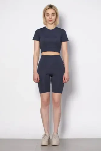 High Waist Shaping Effect Matte Biker Cycling Leggings-smoky - MODAZONE (1)