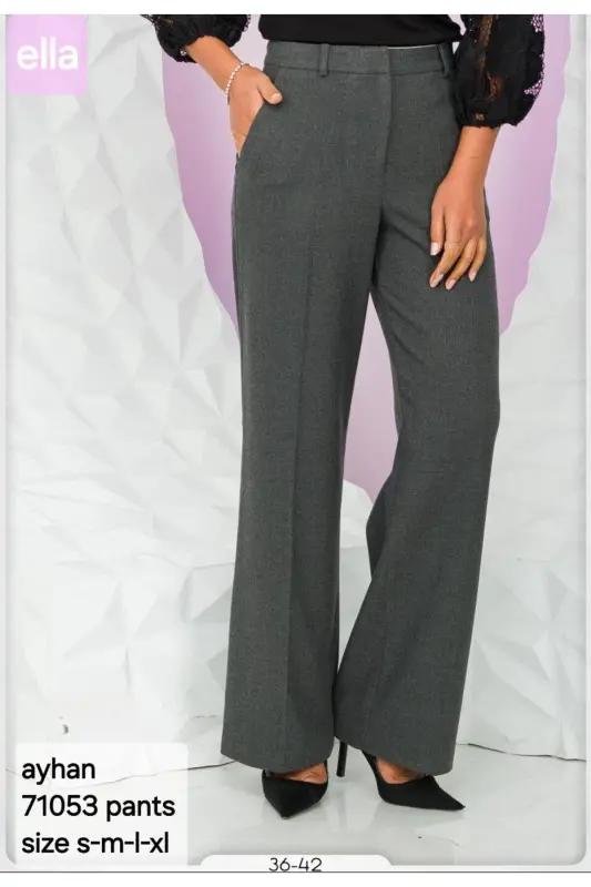 High Waist Side Pocket Straight Cut Anthracite Pants - 1