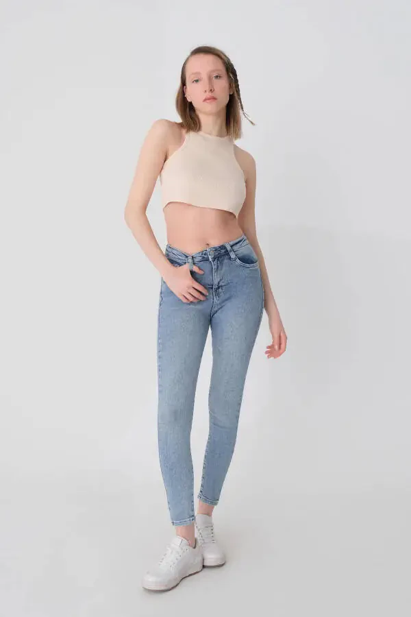 High Waist Skinny Jean Pants Pn6578-pnp - 1