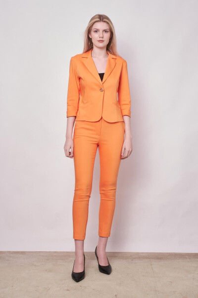 High Waist Thick Belt Pocketed Tapered Ankle Length Cotton Lycra Fabric Pants -mango 