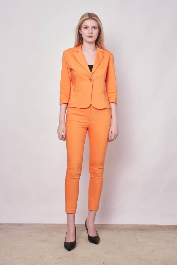 High Waist Thick Belt Pocketed Tapered Ankle Length Cotton Lycra Fabric Pants -mango - 1