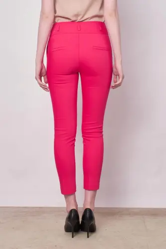 High Waist Thick Belted Pocketed Slim Leg Ankle Length Cotton Lycra Fabric Pants -fujya-FUJYA - 5