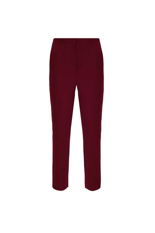 High Waist Trousers-Burgundy - AKER