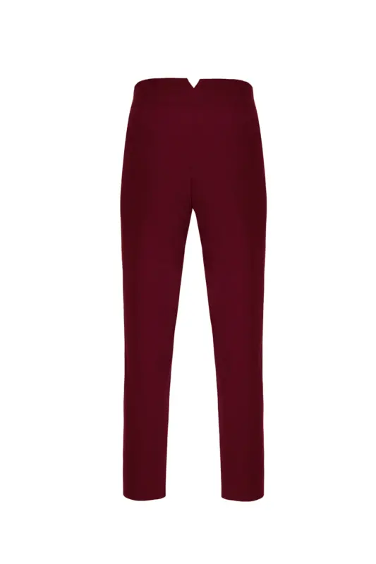 High Waist Trousers-Burgundy - 3