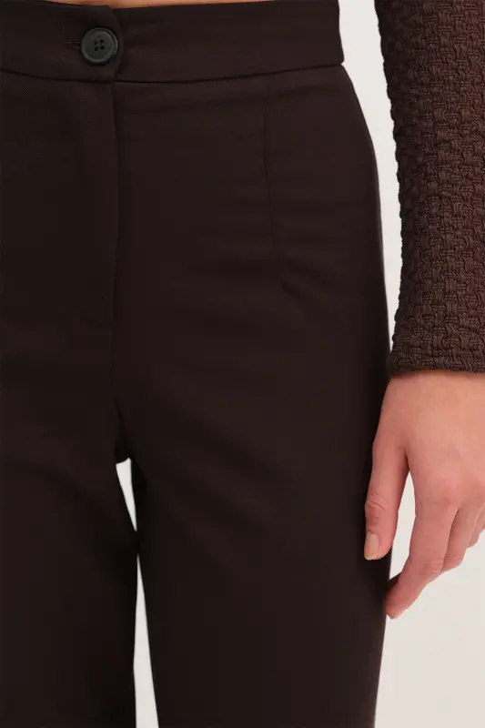 High Waist Wide Leg Pants Pn8130 - Dk14-Coffee - 3