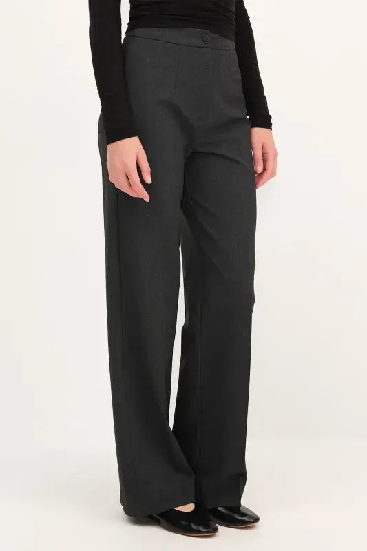 High Waist Wide Leg Trousers Pn8130 - Dk14 - 6
