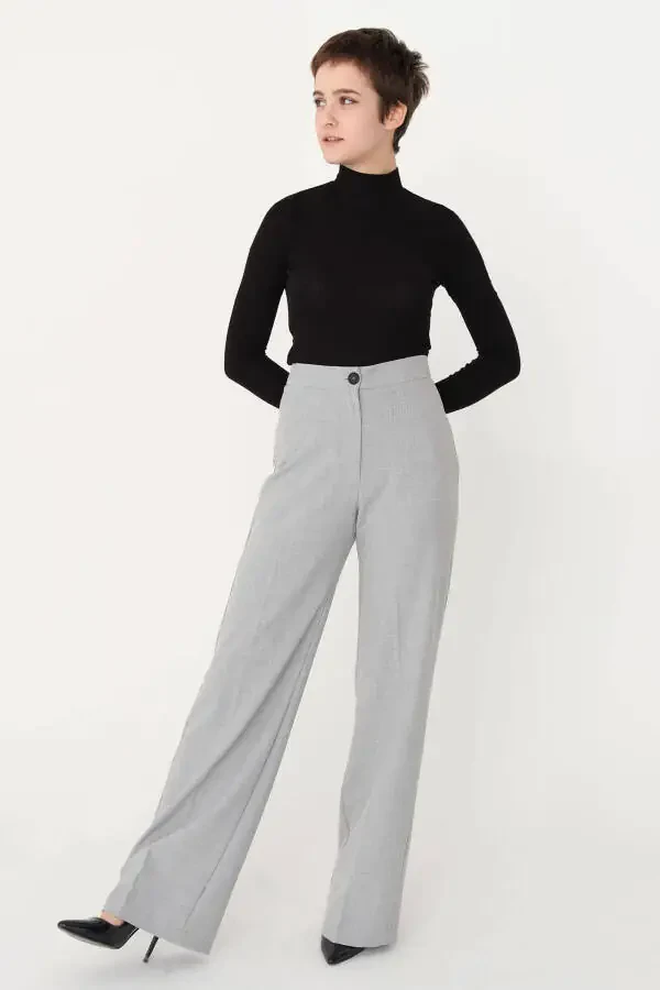 High Waist Wide Leg Trousers Pn8130 - Dk14 - 2