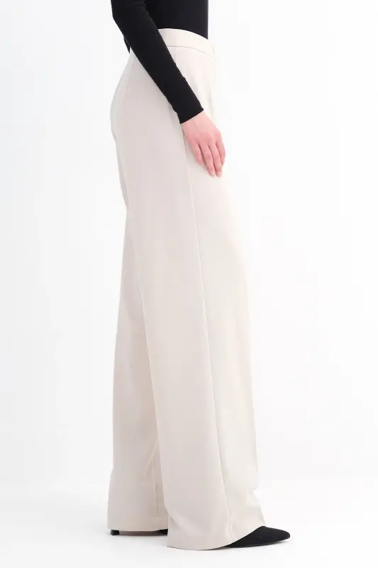 High Waist Wide Leg Trousers Pn8130 - Dk14-Stone - 4
