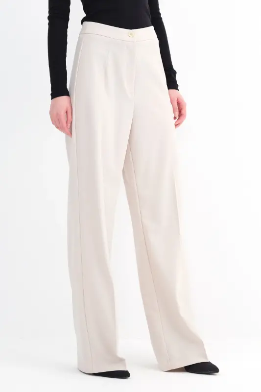 High Waist Wide Leg Trousers Pn8130 - Dk14-Stone - 5