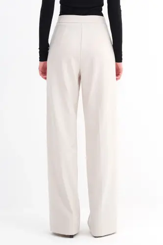 High Waist Wide Leg Trousers Pn8130 - Dk14-Stone - 6