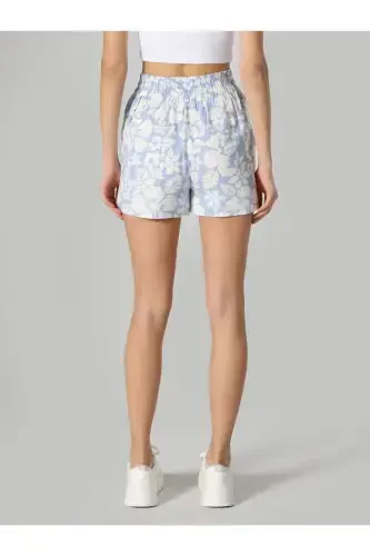 High waisted, blue, printed women's shorts. - COLIN’S (1)
