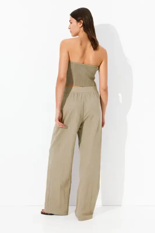 High Waisted Chic Pants-Beige - 3